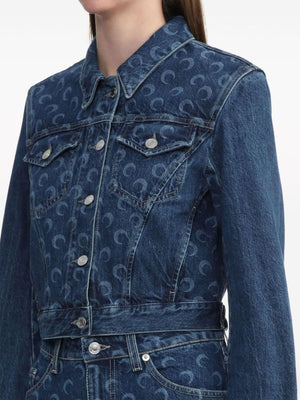 MARINE SERRE Indigo Blue Moonogram Denim Jacket for Women - SS24