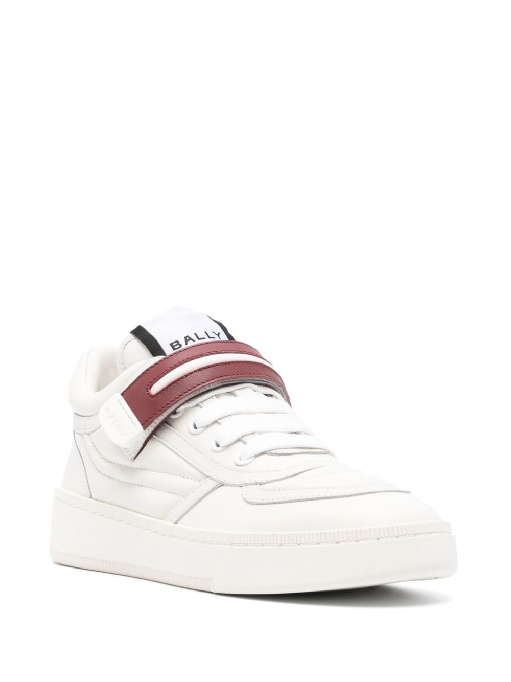 BALLY Off-White and Burgundy Leather Fashion Sneaker for Women - FW23 Collection