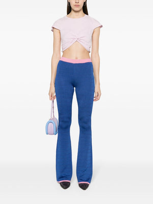 BALLY Blue and Pink Flared Knit Trousers for Women