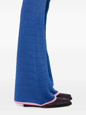 BALLY Blue and Pink Flared Knit Trousers for Women