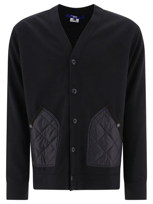 Áo len cardigan chần bông màu đen cho nam