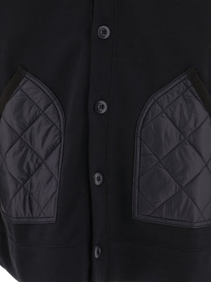 Áo len cardigan chần bông màu đen cho nam