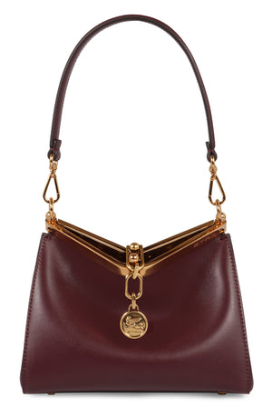 ETRO Mini Classic Calfskin Shoulder Bag in Burgundy - 21x16x9 cm