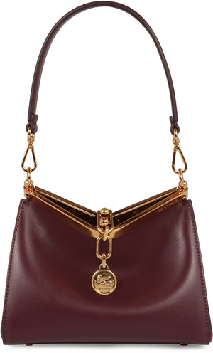 ETRO Mini Classic Calfskin Shoulder Bag in Burgundy - 21x16x9 cm