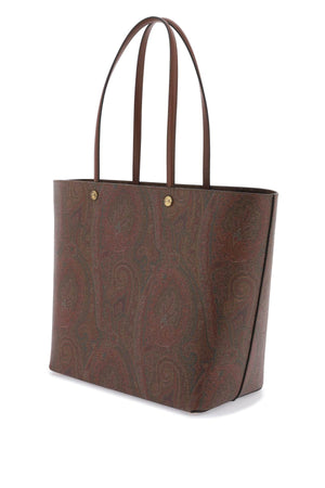 ETRO Paisley Jacquard and Leather Maxi Tote Bag with Removable Clutch - Brown, 36x35x19.5 cm
