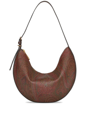 ETRO Paisley Print Leather Medium Shoulder Handbag in Brown