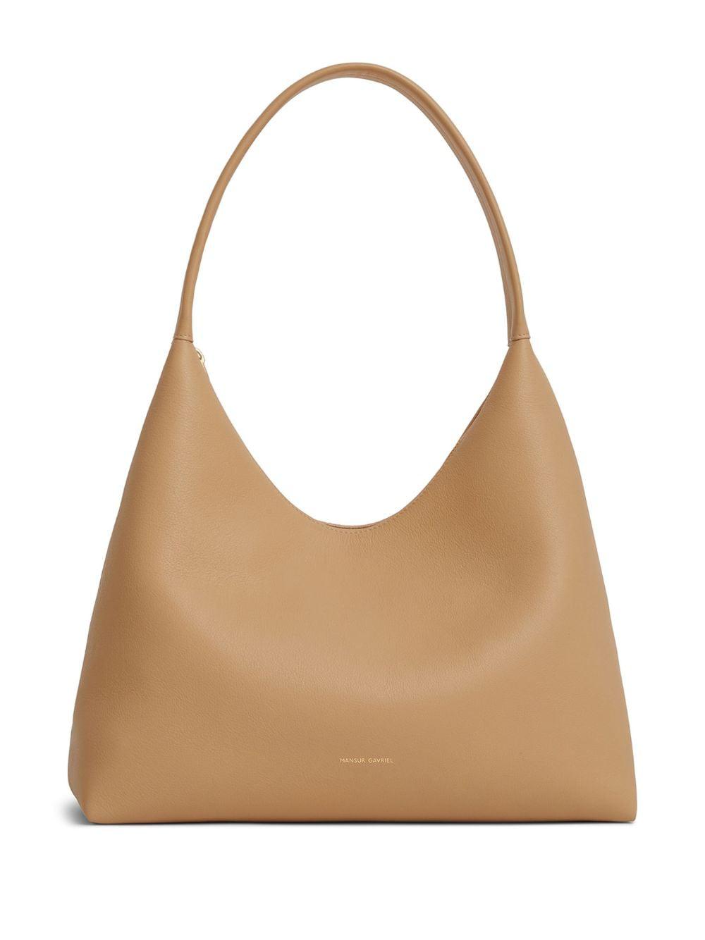 MANSUR GAVRIEL Luxury Soft Calf Leather Crossbody Hobo Bag in Sand