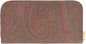 ETRO Burgundy Paisley Motif Coated Canvas Wallet for Women