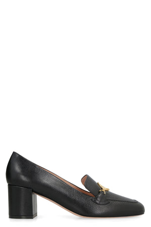 BALLY Women's Black Grain Leather Loafers with Block Heel for FW23