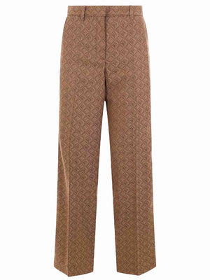 MARINE SERRE Beige Moon Diamant Straight-Leg Pants for Women in Regenerated Wool Blend