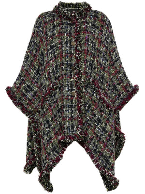 ETRO Wool Tweed Cape with Fringed Edges for Women