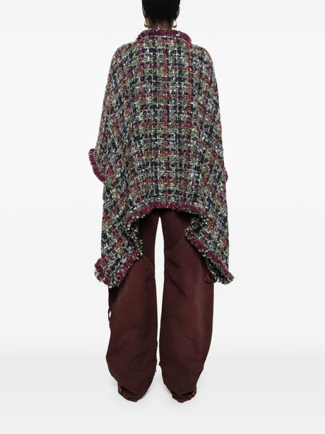 ETRO Wool Tweed Cape with Fringed Edges for Women