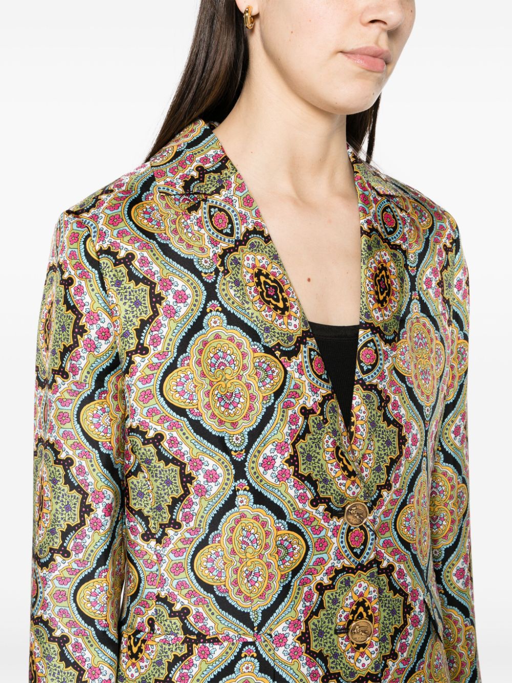 ETRO Floral Print Silk Blazer