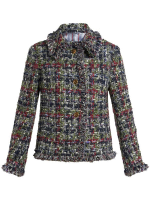 ETRO Fringed Edge Wool Tweed Jacket for Women - Classic Collar