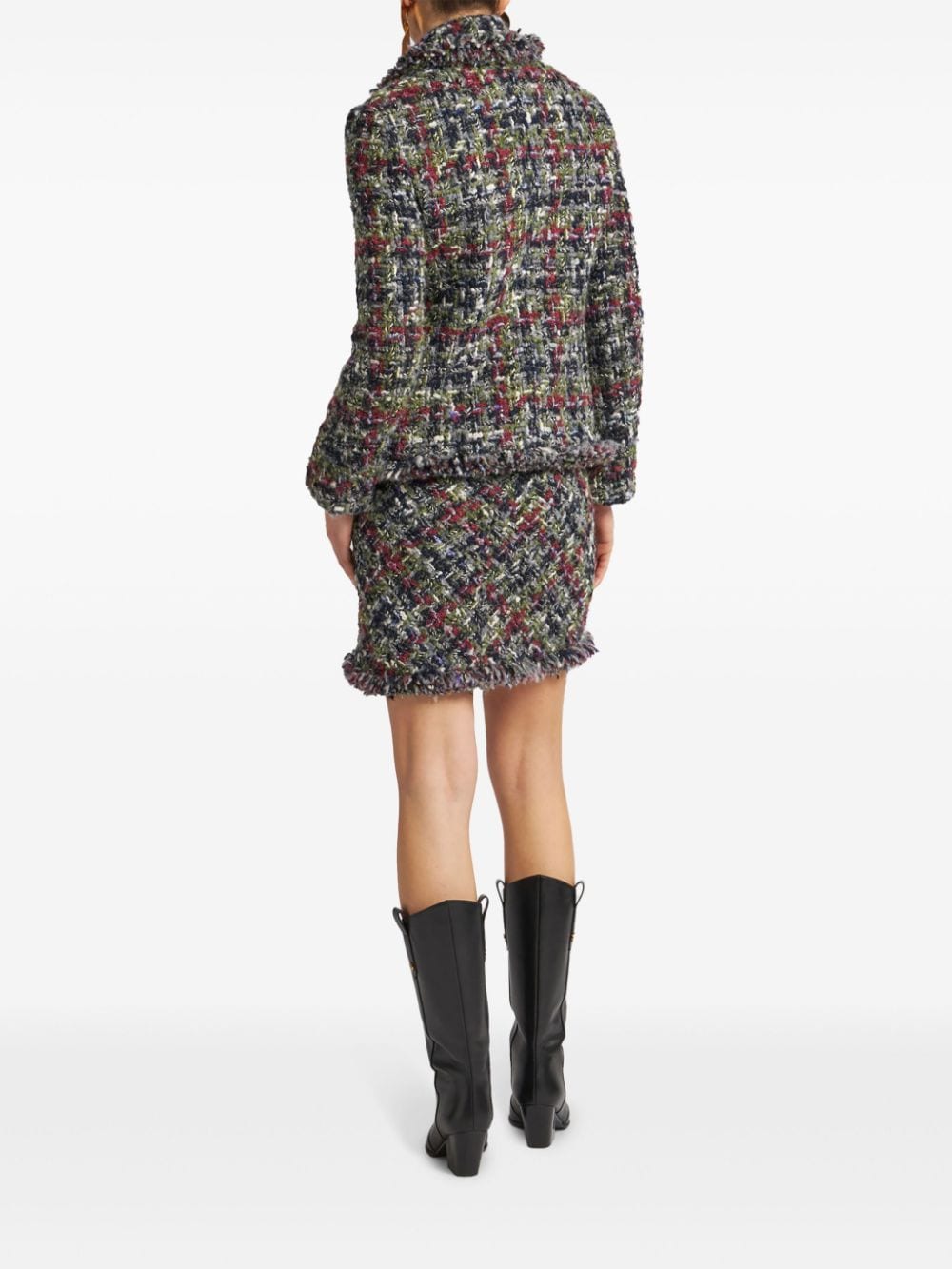 ETRO Fringed Edge Wool Tweed Jacket for Women - Classic Collar