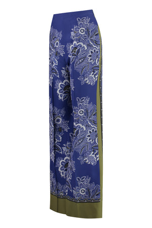 ETRO Silk Printed Pants for Women - Blue