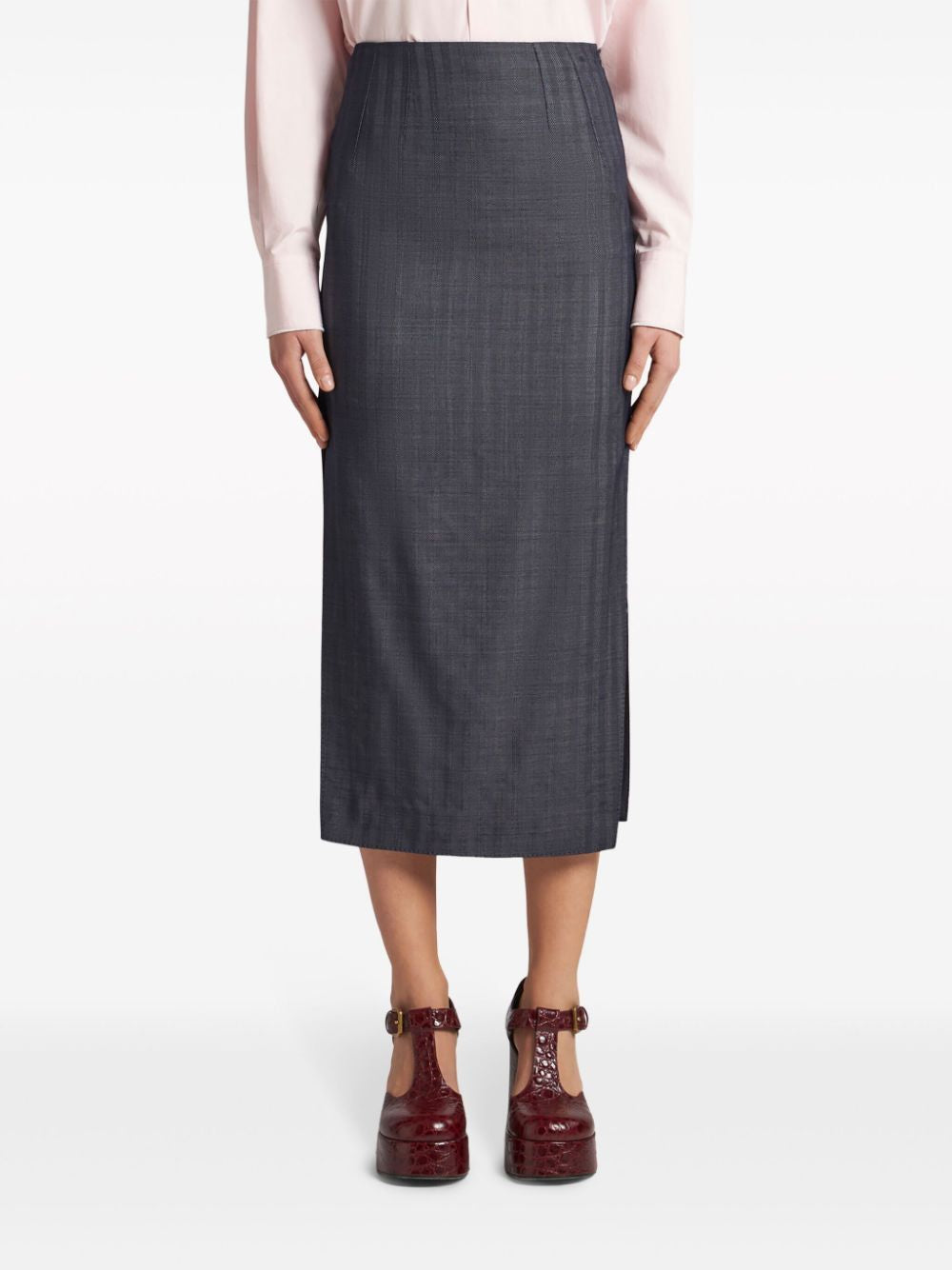 ETRO Elegant Blue Midi Skirt with Stylish Side Openings