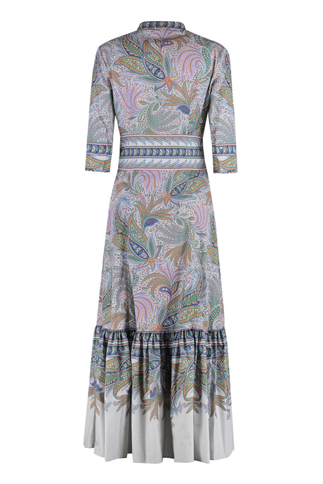 ETRO Printed Cotton Dress with 3/4 Length Sleeves