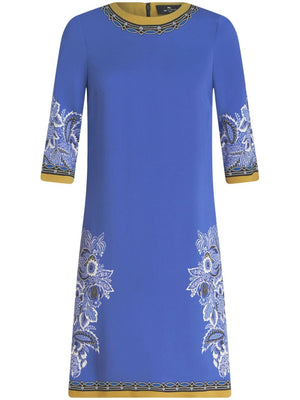 ETRO Floral Cady Shift Dress in Blue - Timelessly Elegant and Versatile