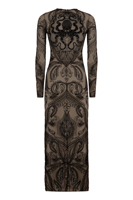 ETRO Feminine Skin Tulle Dress with Jacquard Motif and Open-Back Detail for SS24