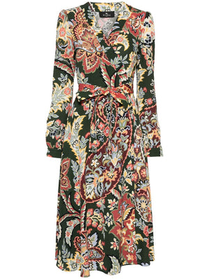 ETRO Floral Wrap Midi Dress for Women