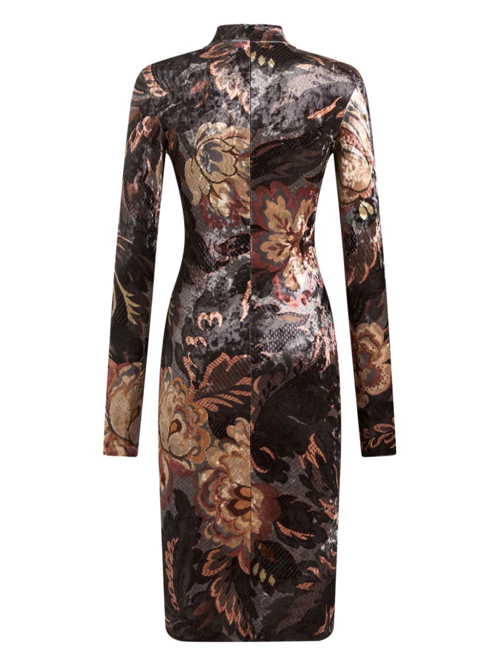 ETRO Floral Print Mini Dress with Roll Neck and Long Sleeves