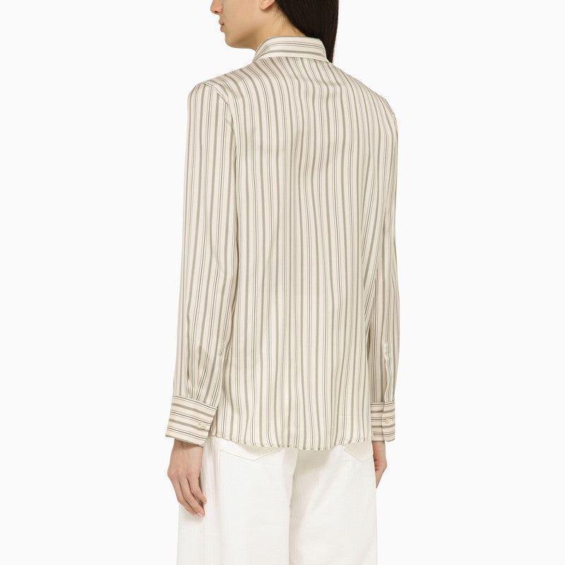 ETRO Striped Silk Shirt in White and Grey for Women