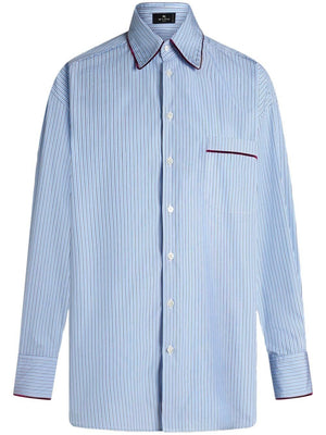 ETRO Vibrant Striped Blue Velvet Shirt