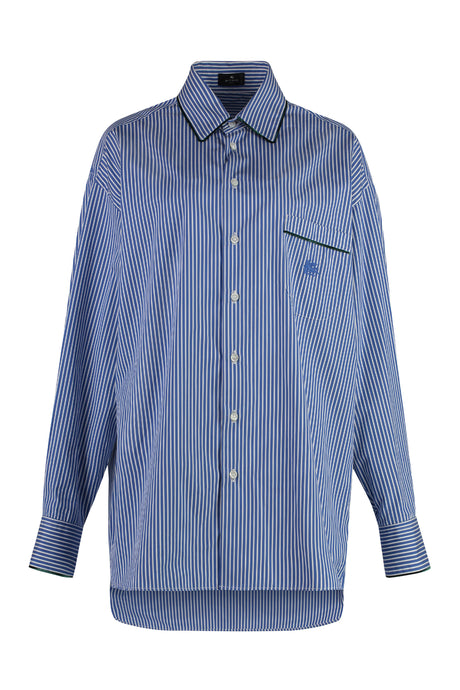 ETRO Asymmetric Edge Striped Cotton Shirt