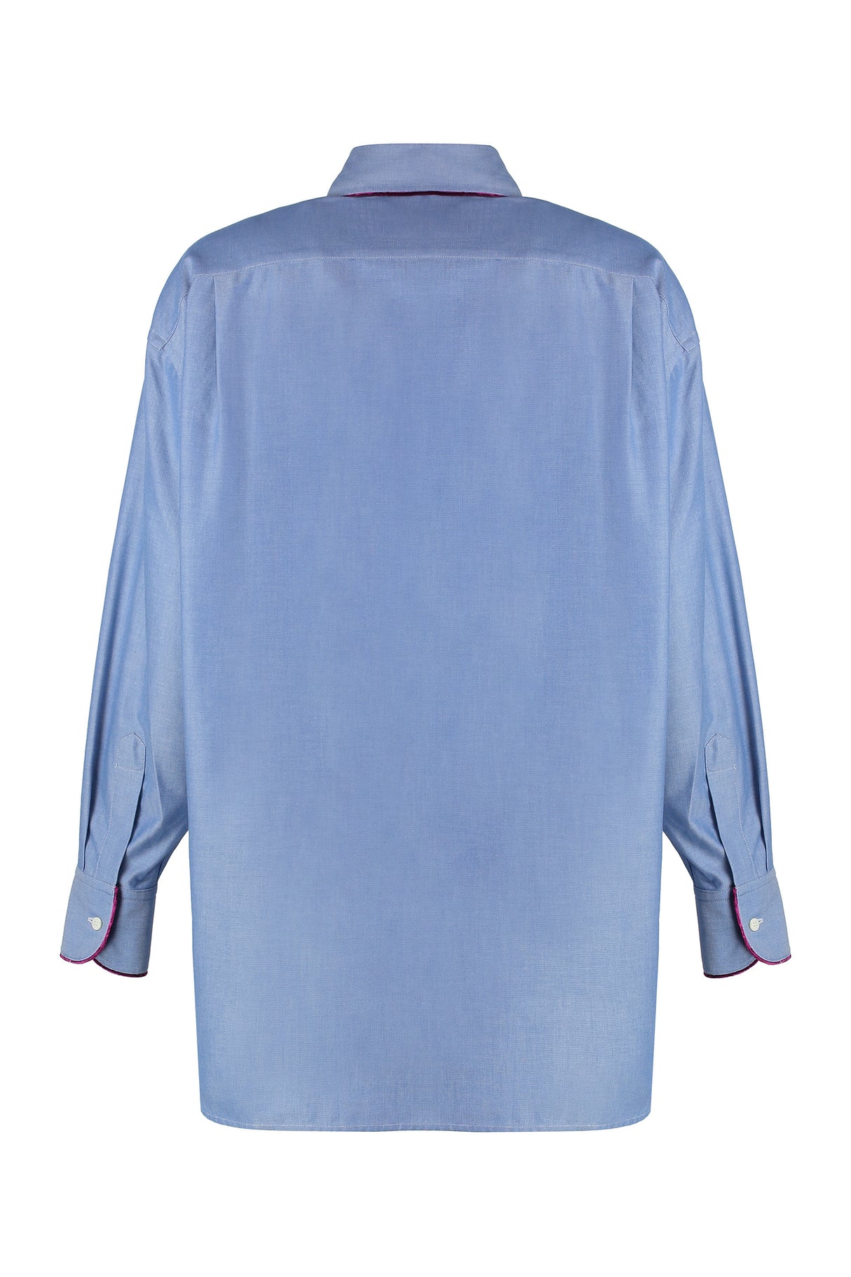 ETRO Chic Light Blue Cotton-Oxford Shirt with Velvet Detail