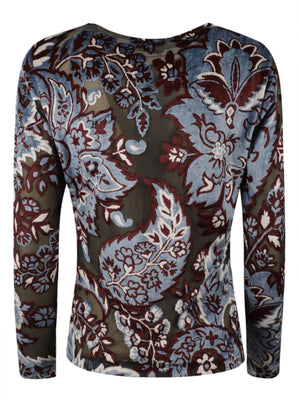 ETRO Paisley Jacquard Long Sleeve Crew Neck Top