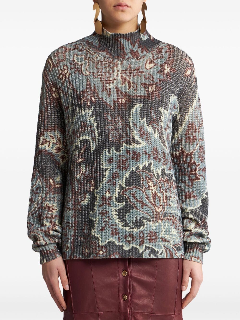 ETRO Luxurious Wool Turtleneck Sweater with Paisley Design