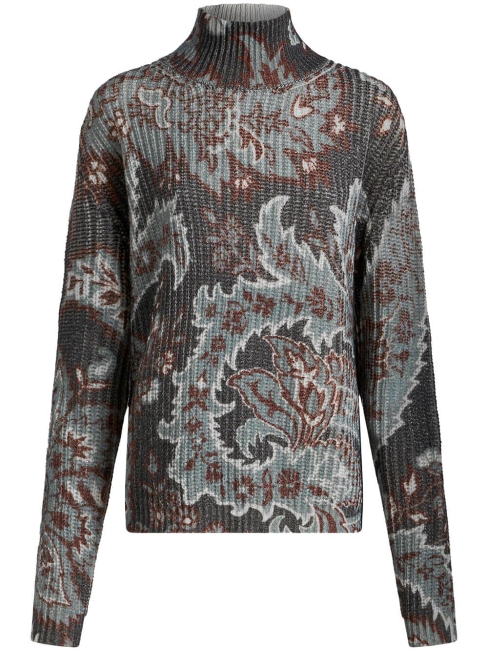 ETRO Luxurious Wool Turtleneck Sweater with Paisley Design