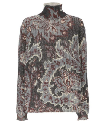 ETRO Floral Print High Neck Wool Top