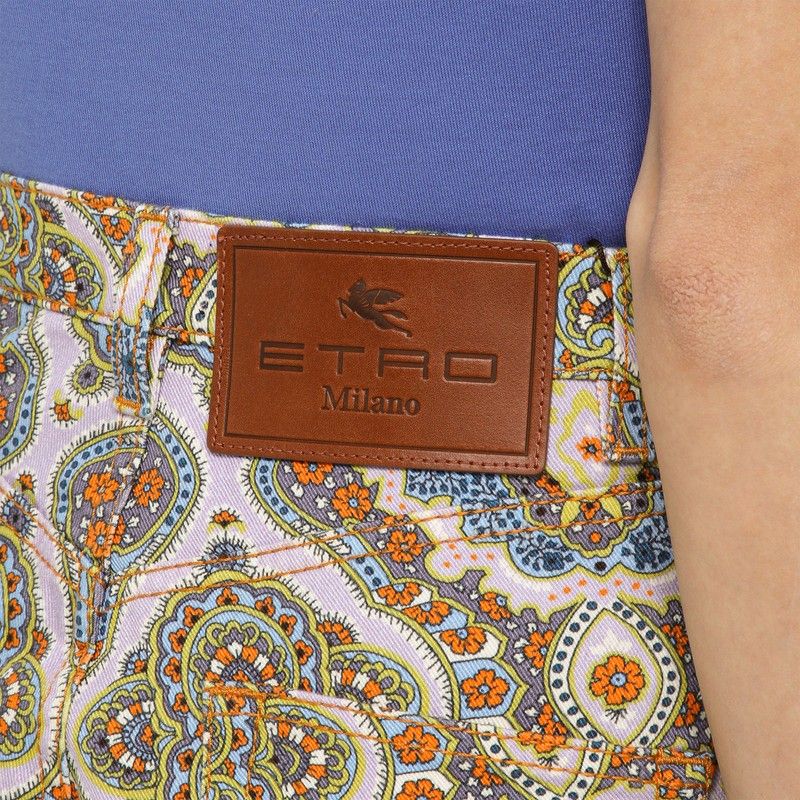 ETRO Multicolored Wide-Leg Cotton Trousers for Women - SS24