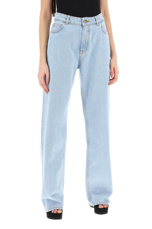 ETRO Light Blue Baggy Low-Waisted Jeans with Pegasus Floral Embroidery