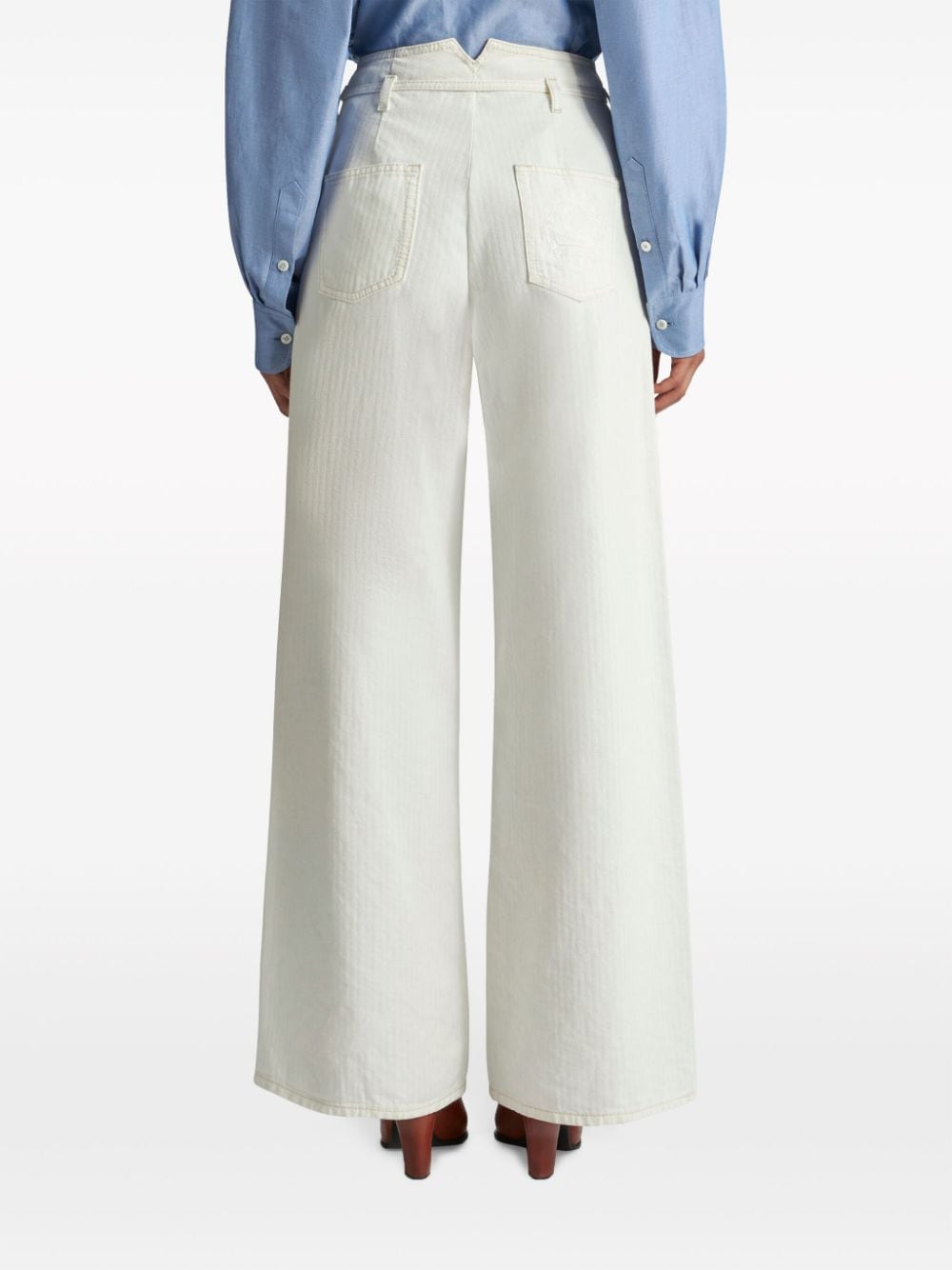 ETRO White Embroidered Cotton Pants - SS24 Women's Fashion