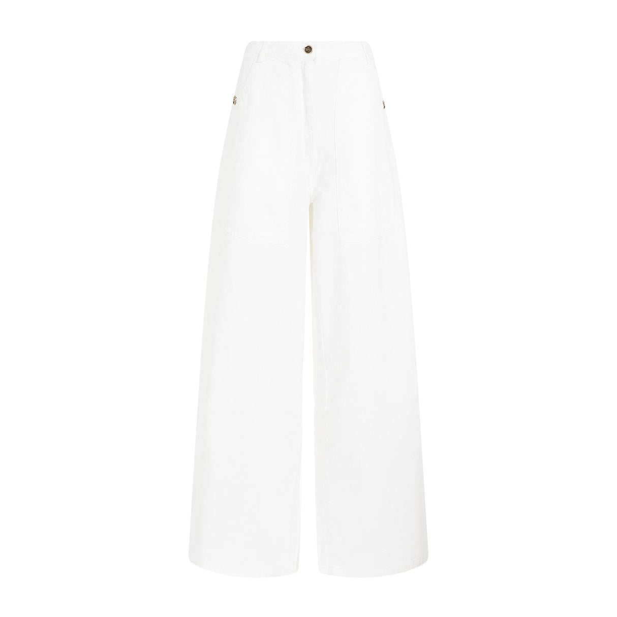 ETRO White Wide Cotton Trousers for Women