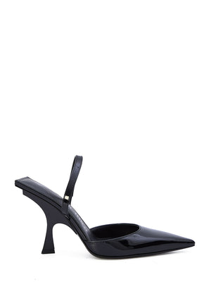 THE ATTICO Ester Slingback Heels in Black Patent Leather