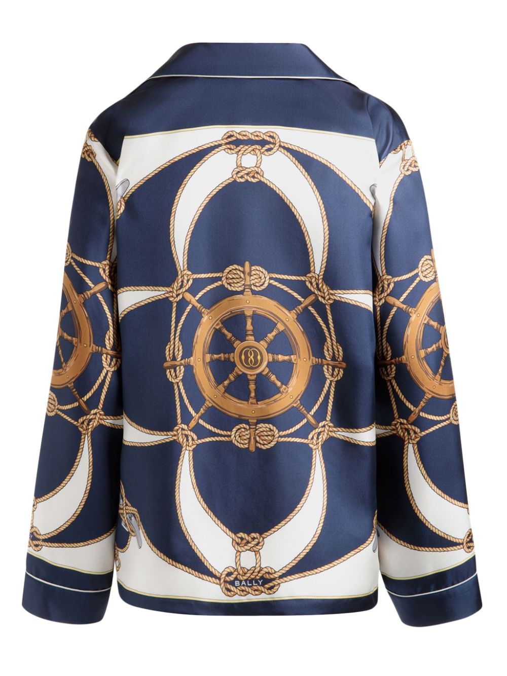 BALLY Navy Printed Silk Shirt for Women - SS24 Collection
