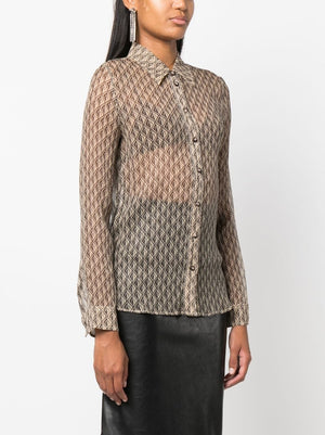 MARINE SERRE Luxurious Beige Silk Shirt for Women - FW23 Collection