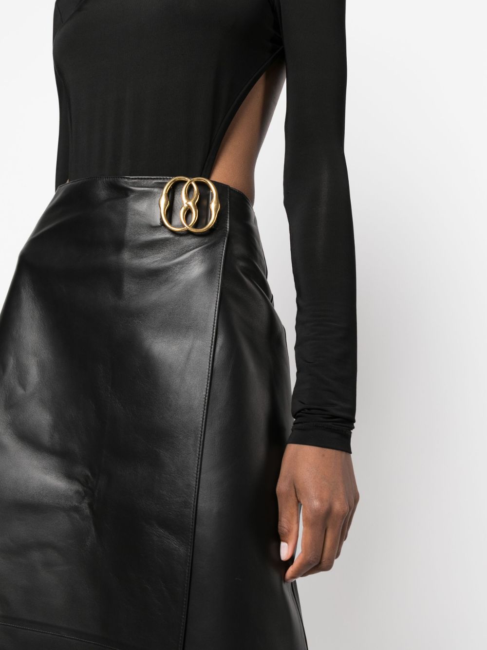 BALLY Black Leather Midi Skirt for Women