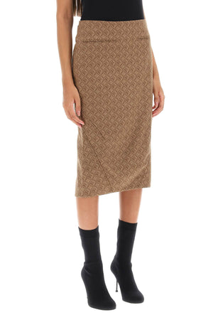 MARINE SERRE Moon Diamant Pencil Skirt - Recycled Wool Blend Jacquard Midi Skirt