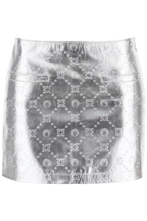 Chân váy mini moonogram bạc hiện đại cho phái nữ