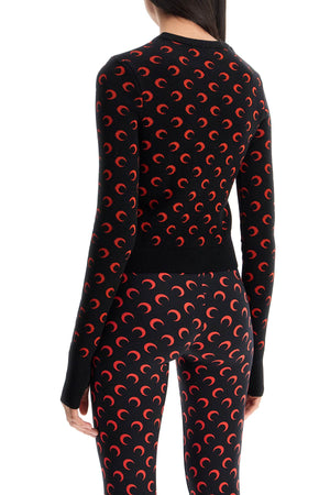 MARINE SERRE Luxe Moon Pattern Cropped Wool Sweater