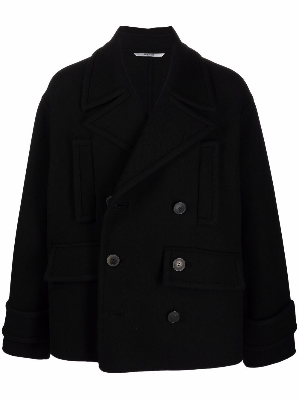 Áo khoác nam đen hai hàng nút FW24 từ Valentino