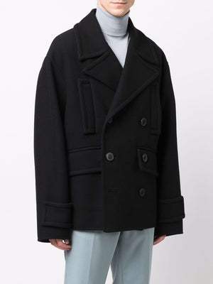 Men's Black Double-Breasted Coat for FW24 from Valentino