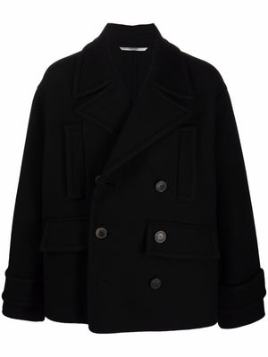 Men's Black Double-Breasted Coat for FW24 from Valentino