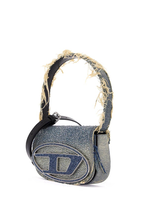 DIESEL Mini Denim and Crystal Shoulder Handbag