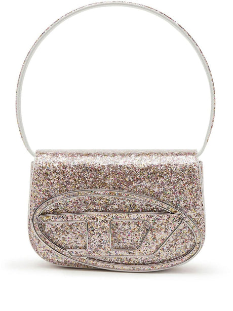 DIESEL Faux Leather Shoulder Handbag with Glitter Detailing